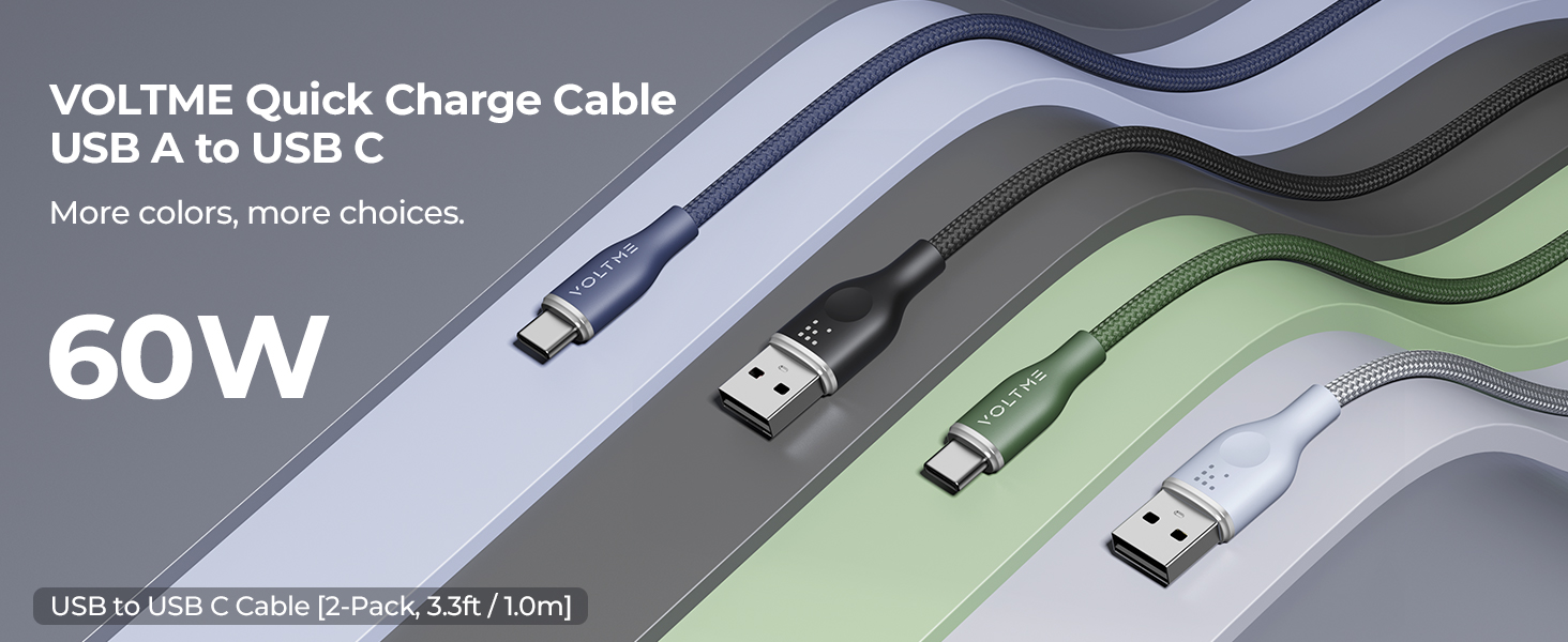 Voltme Powerlink Rugg Double Nylon Cable USB A to Type C 3A