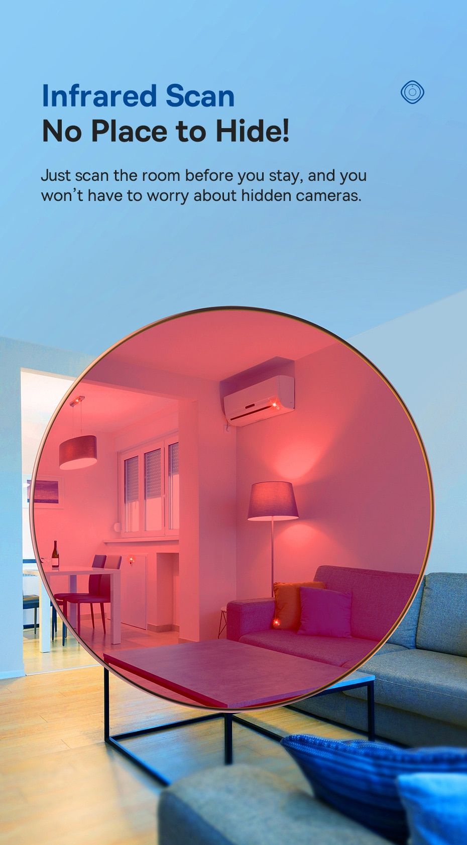 Baseus Heyo Camera Detector Mini Travel Hotel Hidden Camera Finder Camera Infrared Detector Black