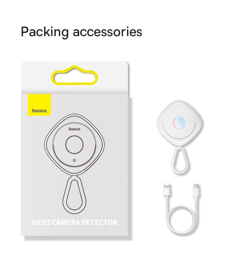 Baseus Heyo Camera Detector Mini Travel Hotel Hidden Camera Finder Camera Infrared Detector Black