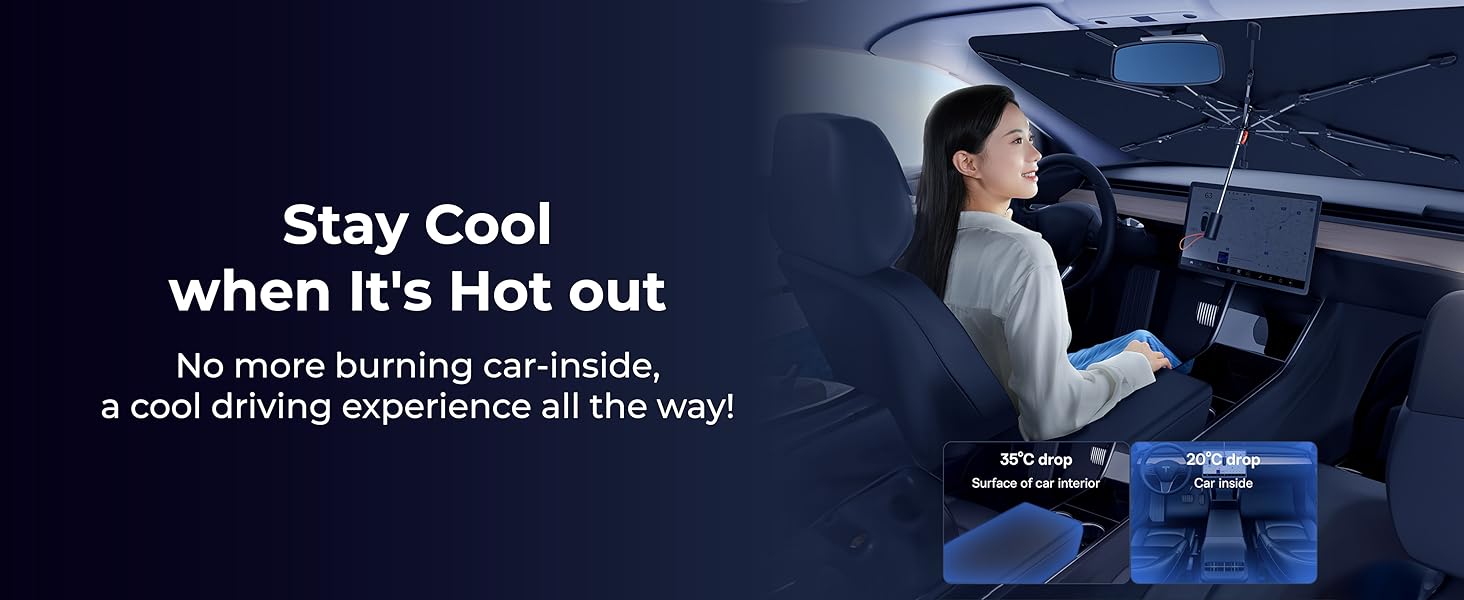 Baseus Car Windshield Sun Shade Umbrella Foldable UV Protection for Cars, SUVs, Trucks