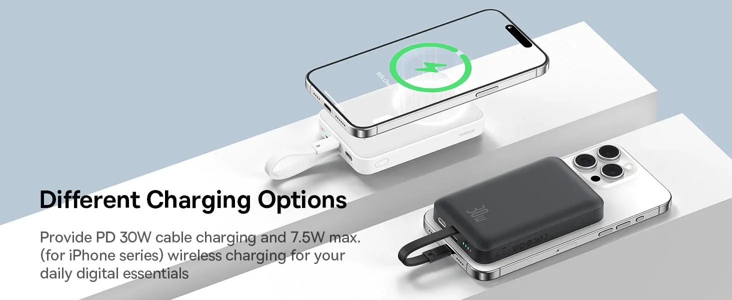 Baseus 10000mAh Magnetic Mini Wireless Fast Charge Power Bank 30W With Built