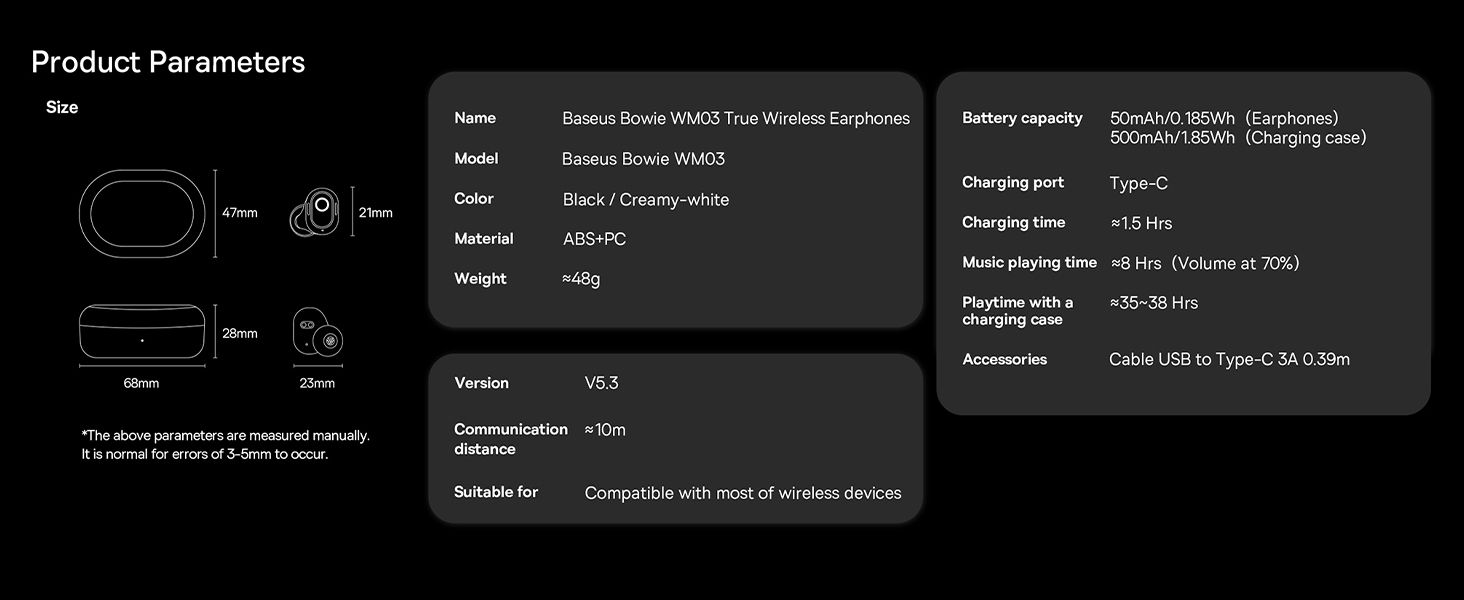 Baseus Bowie WM03 True Wireless Earphones