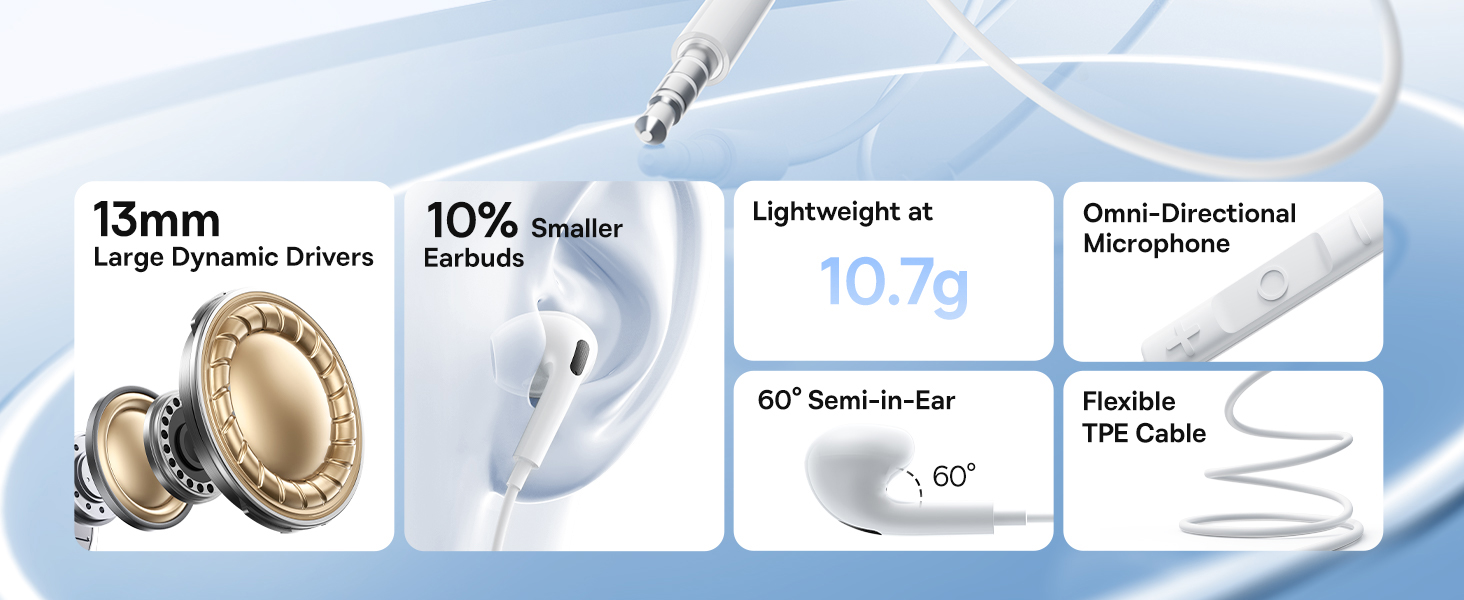 Baseus Encok Wired Earphones with 3.5mm Jack – Moon White