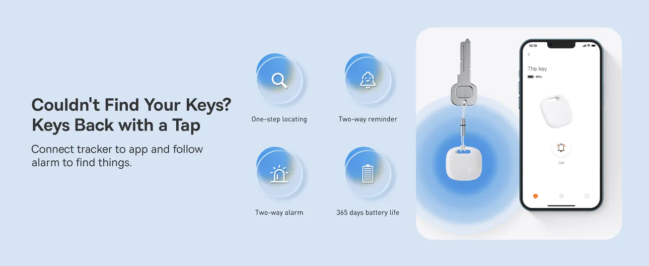 Buy Baseus T2 Pro Smart Bluetooth Tracker – GPS Locator for Keys, Wallet, Luggage, and Pets in UAE