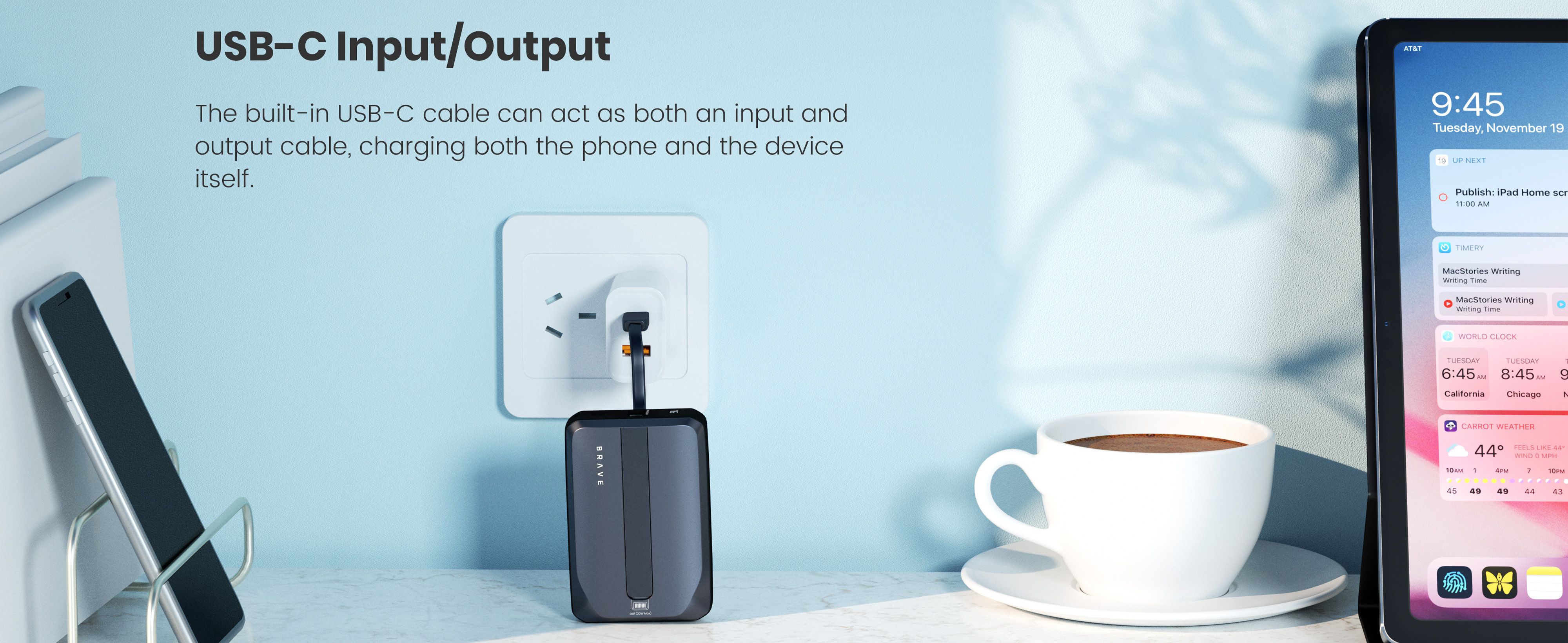 Brave 10000mAh Power Bank Support PD 20W and USB A 22.5W Fast Charging with Built