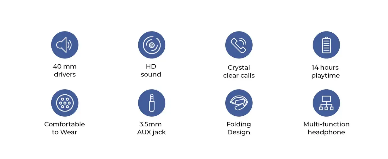 HAVIT H2590BT PRO Bluetooth Headphones – HD Sound, Bluetooth 5.3, 14H Battery Life, Foldable Design, Noise Isolation, Micro SD, FM Radio, AUX