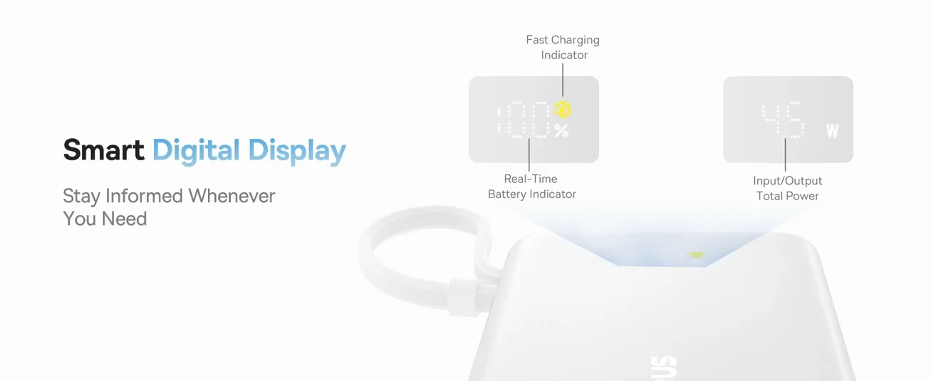 Baseus PicoGo 10000mAh Digital Display 45W Fast Charge Power Bank with Built