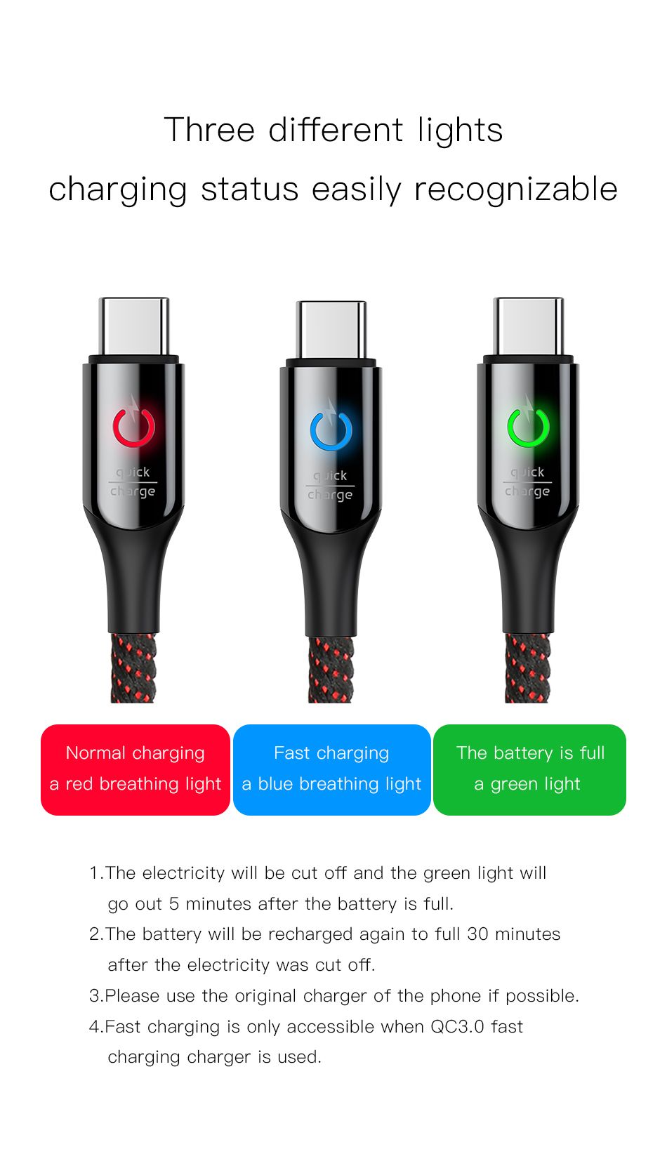 Baseus SmartGlow Lightning Cable – 1M Auto Power