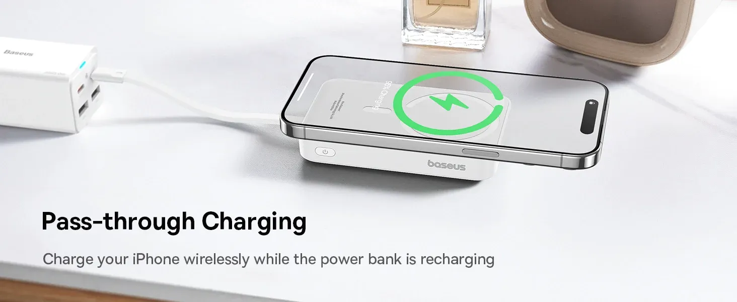 Baseus 10000mAh Magnetic Mini Wireless Fast Charge Power Bank 30W With Built