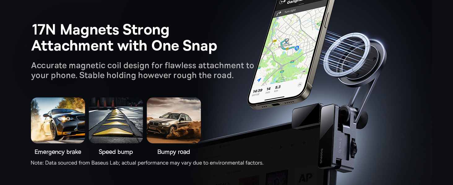 Baseus MaxView Magnetic Car Mount Infotainment screen – 270° Rotatable, 17N Grip, Tool