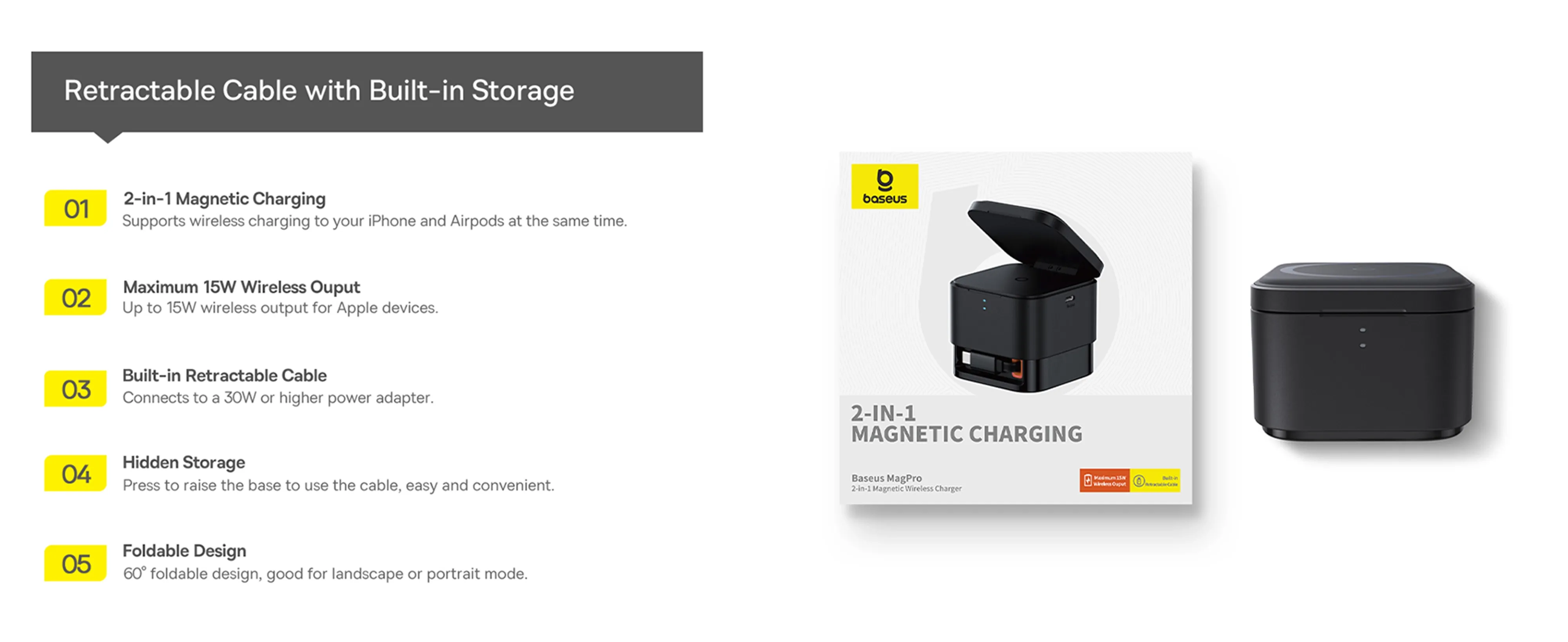 Baseus MagPro 2 in 1 Magnetic Wireless Charger