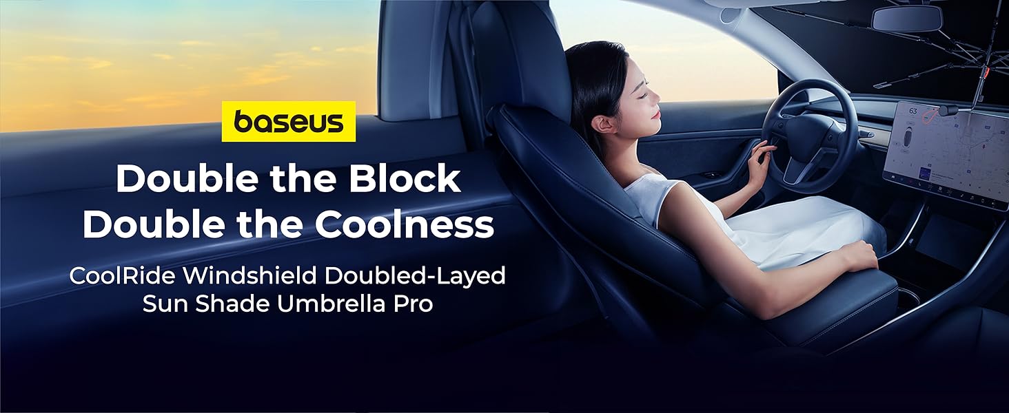Baseus Car Windshield Sun Shade Umbrella Foldable UV Protection for Cars, SUVs, Trucks
