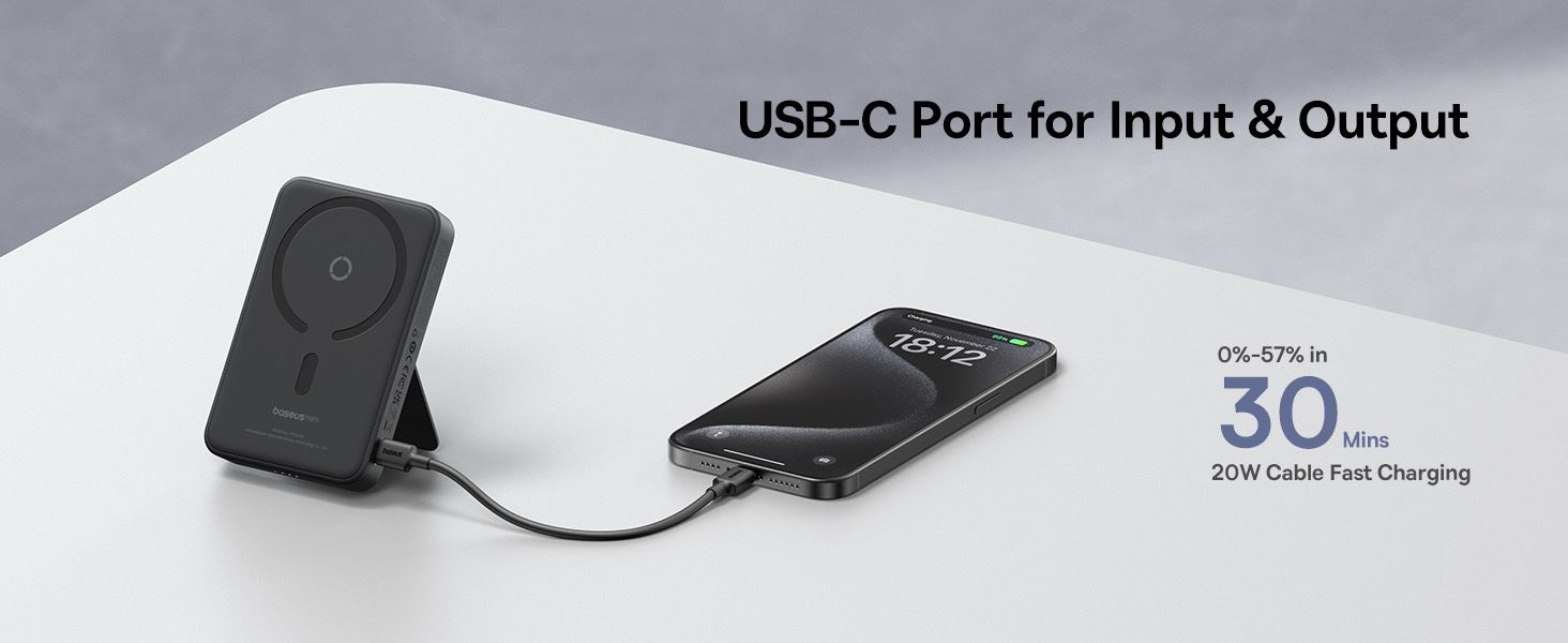 Baseus MagPro 5000mAh Wireless Fast Charging Power Bank PD 20W  With Magnetic Stand