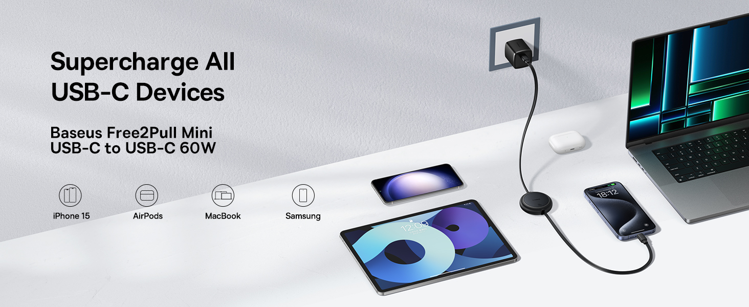 Baseus Mini 60W Retractable USB