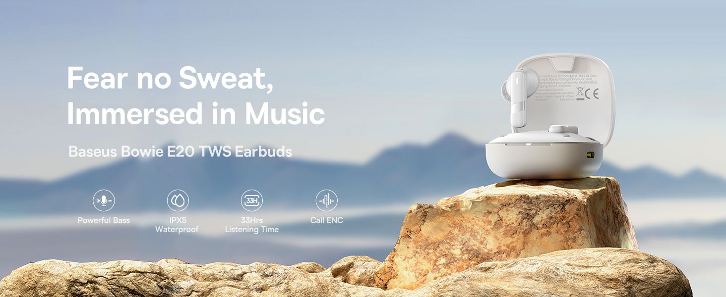Baseus Bowie E20 True Wireless Earbuds With 2 ENC Mics, 33H Playtime
