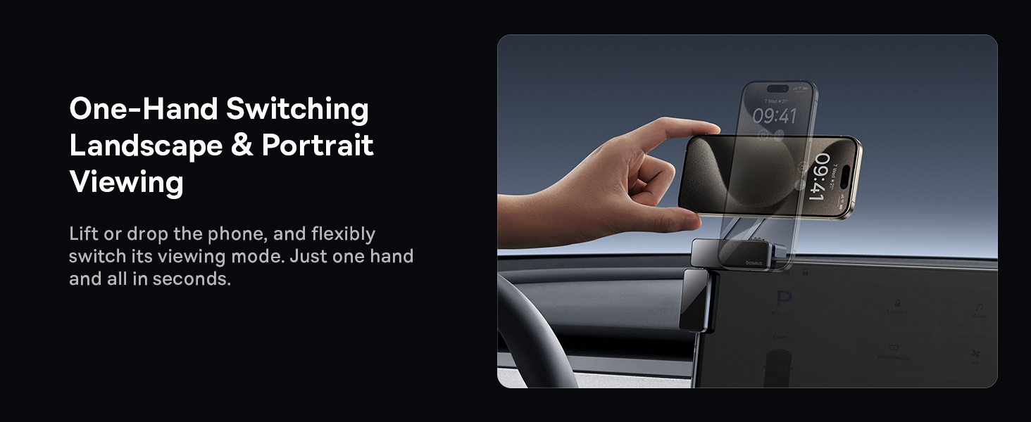 Baseus MaxView Magnetic Car Mount Infotainment screen – 270° Rotatable, 17N Grip, Tool