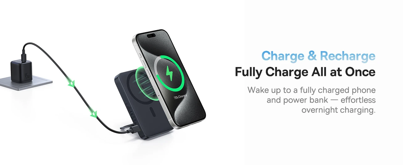 Baseus PicoGo Qi2 Magnetic Power Bank – 5000mAh, 15W Wireless Charging, 20W PD USB
