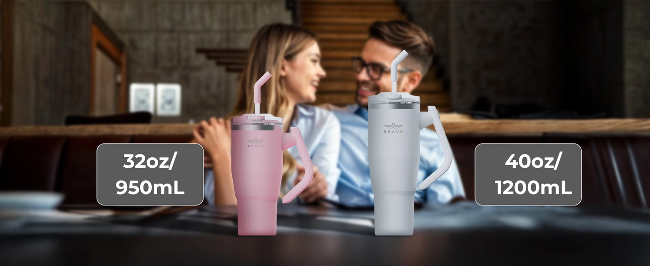 Brave Temp Guard Vacuum Insulated Travel Mug – 180° Rotating Handle, 24H Cold &amp; 12H Hot Retention, Leak