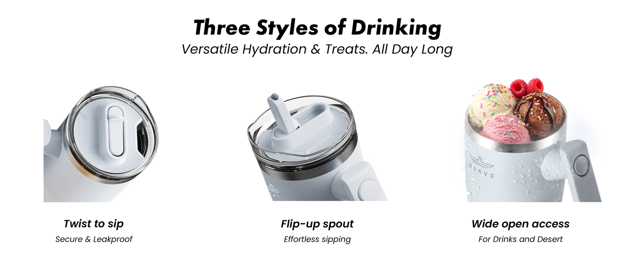 Brave Temp Guard Vacuum Insulated Travel Mug – 180° Rotating Handle, 24H Cold &amp; 12H Hot Retention, Leak
