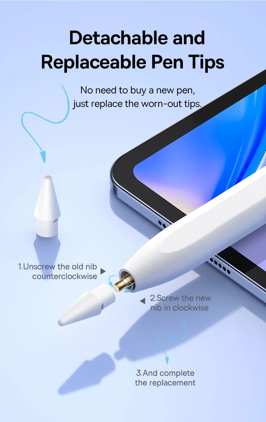 Baseus Smooth Writing 2 Series Wireless Charging Stylus Portable Touch Screen Capacitive Pencil with Nib (Active Wireless Version)