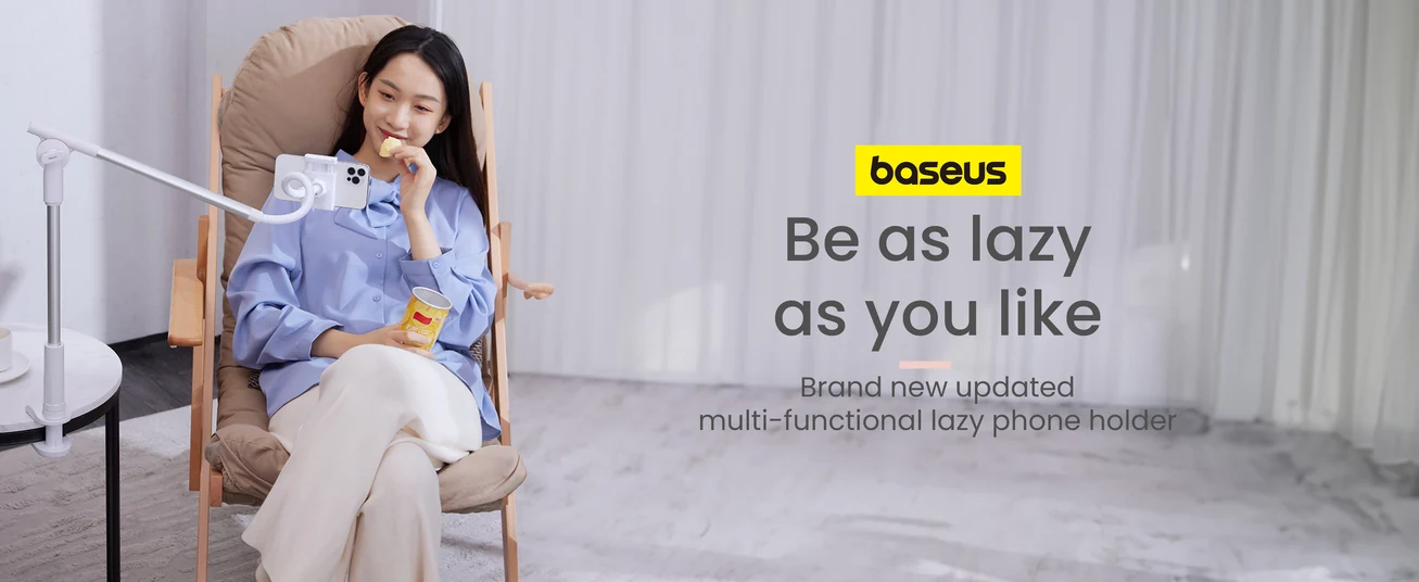 Baseus 360° Rotating Flexible Long Arm Phone Holder – Adjustable Clamp Mount for Bed, Desk, Kitchen; Compatible with iPhone, Samsung, Xiaomi, Tablets