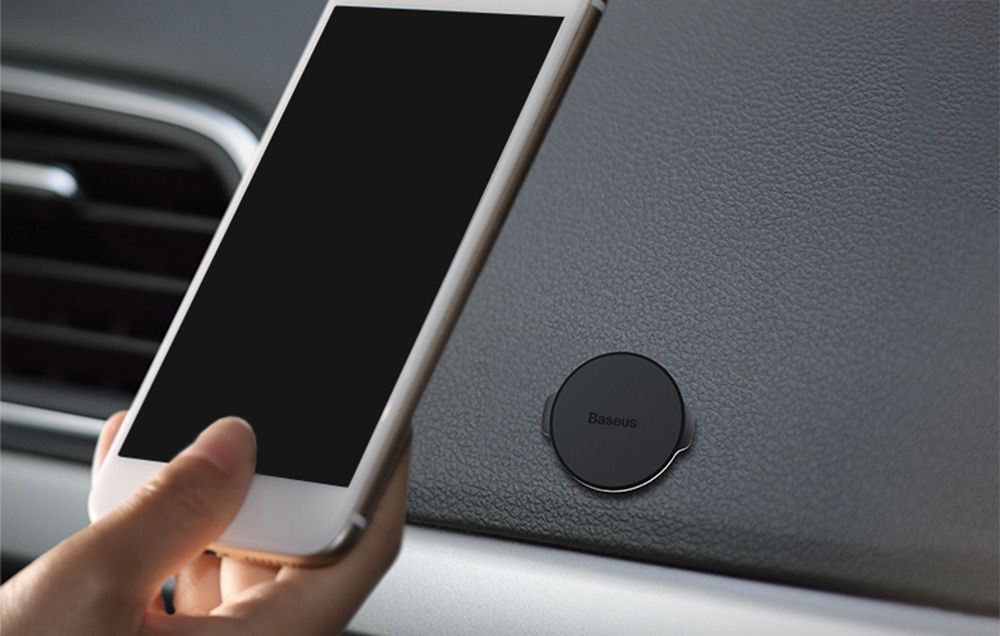 Baseus Small Ears Magnetic Car Phone Holder – Flat Type, 360° Rotation, Strong Magnet, Compact Dashboard Mount – Black​