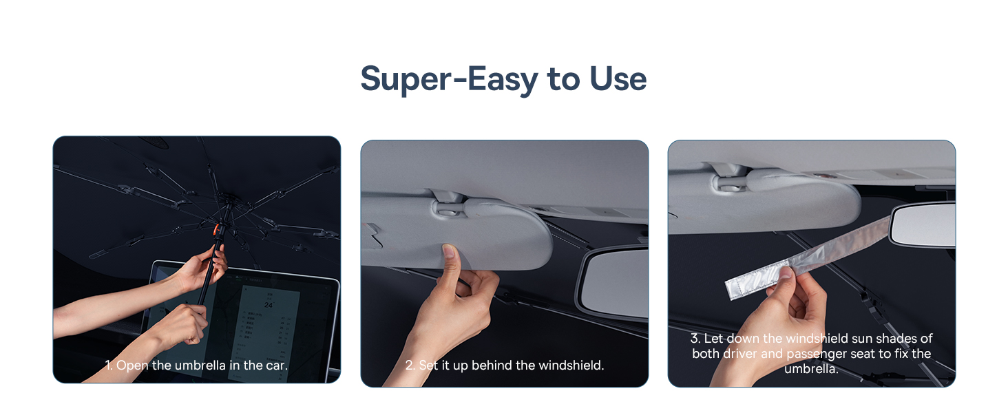 Baseus Car Sun Shade, for Car Front Windshield, Car Umbrella Sun Shade Cover, Foldable Anti