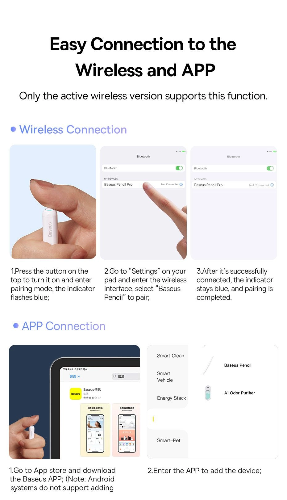 Baseus Smooth Writing 2 Series Wireless Charging Stylus Portable Touch Screen Capacitive Pencil with Nib (Active Wireless Version)