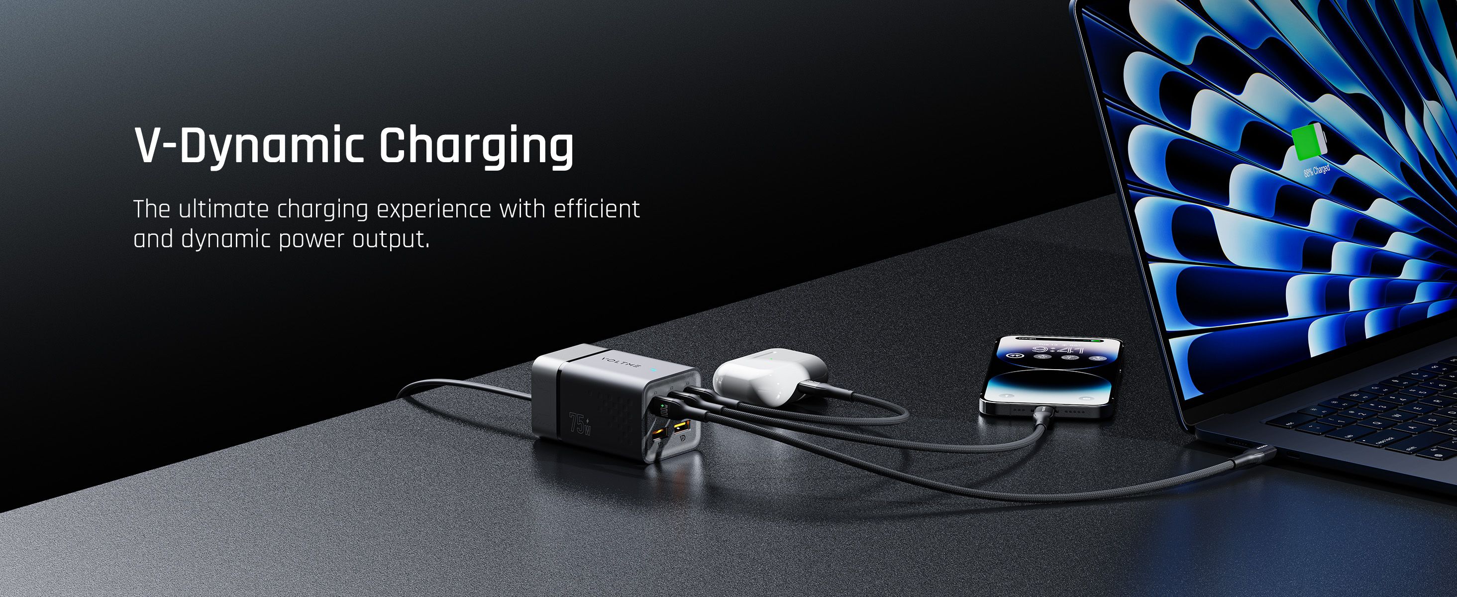 Voltme VITO Go 75W EzTravel 5 in 1 Desktop Charger, 1.8M Power Cable with UK Plug
