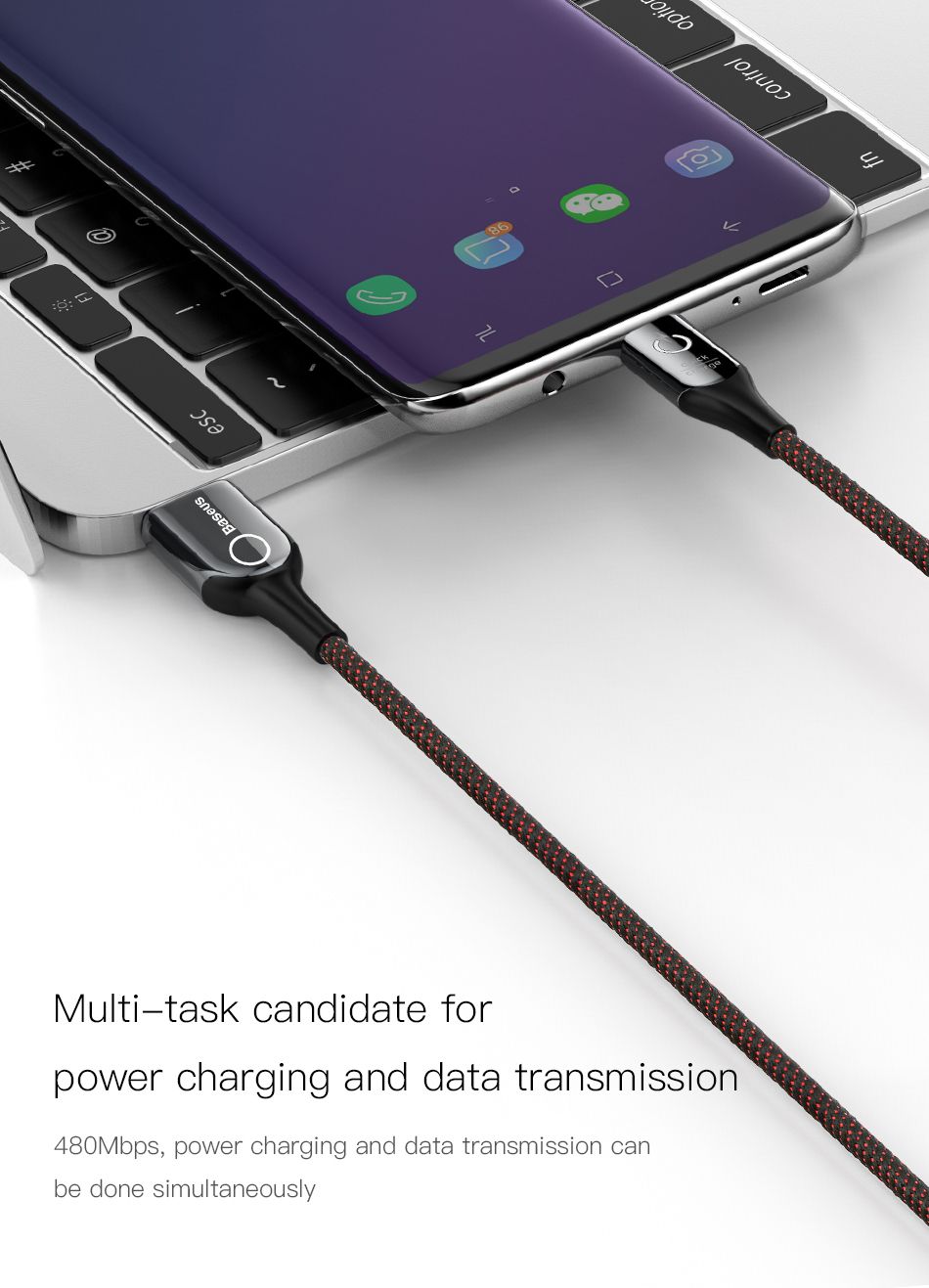 Baseus SmartGlow Lightning Cable – 1M Auto Power