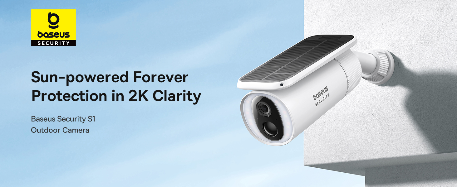 Baseus Security Camera Outdoor, B1 Wireless Solocam with 2K Clarity, 145° Wide View, 210
