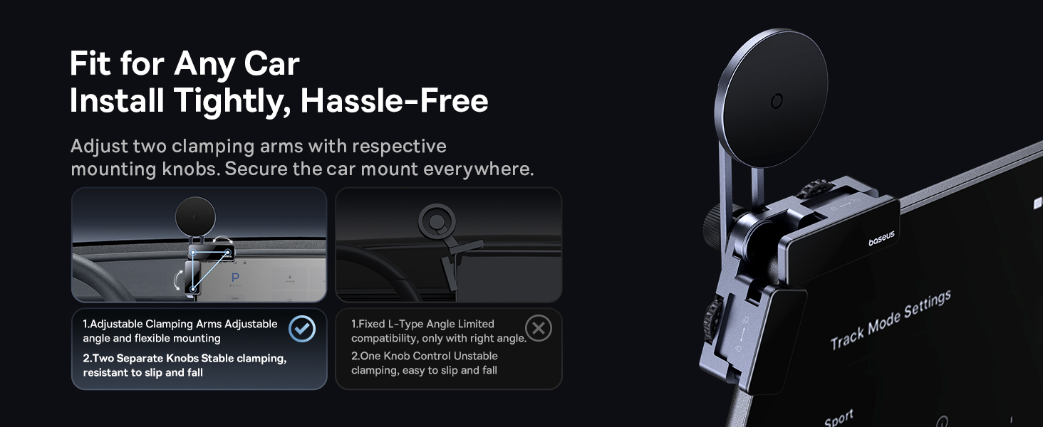 Baseus MaxView Magnetic Car Mount Infotainment screen – 270° Rotatable, 17N Grip, Tool