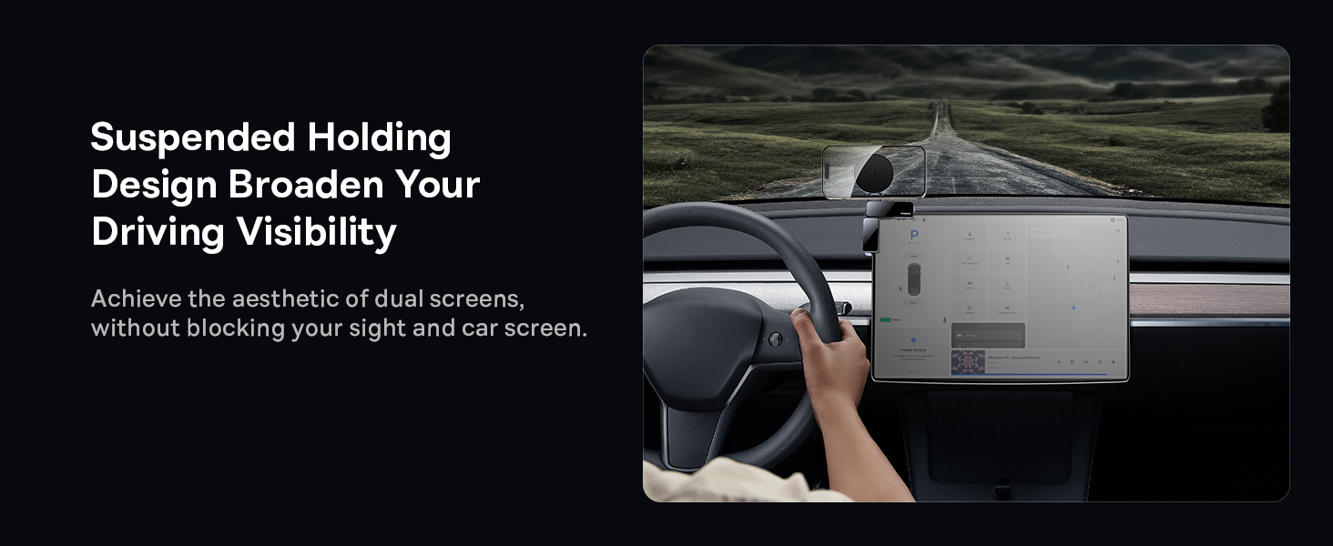 Baseus MaxView Magnetic Car Mount Infotainment screen – 270° Rotatable, 17N Grip, Tool