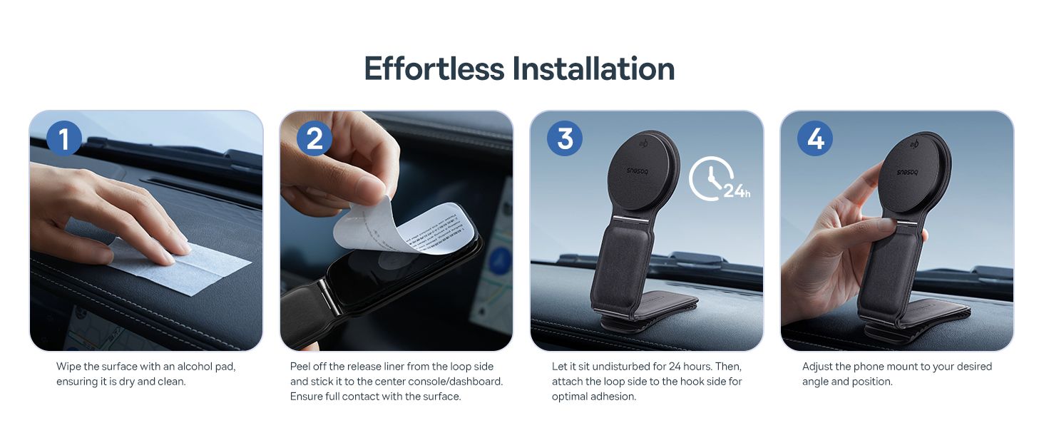 Baseus C02 PrimeTrip Series Mega Magnetic Wireless Charging Car Phone Holder with 15W Qi2 MagSafe – 360° Adjustable, Foldable Dashboard Mount – Black​