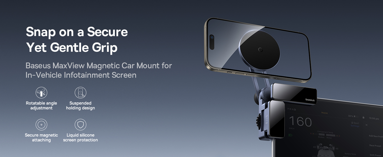 Baseus MaxView Magnetic Car Mount Infotainment screen – 270° Rotatable, 17N Grip, Tool