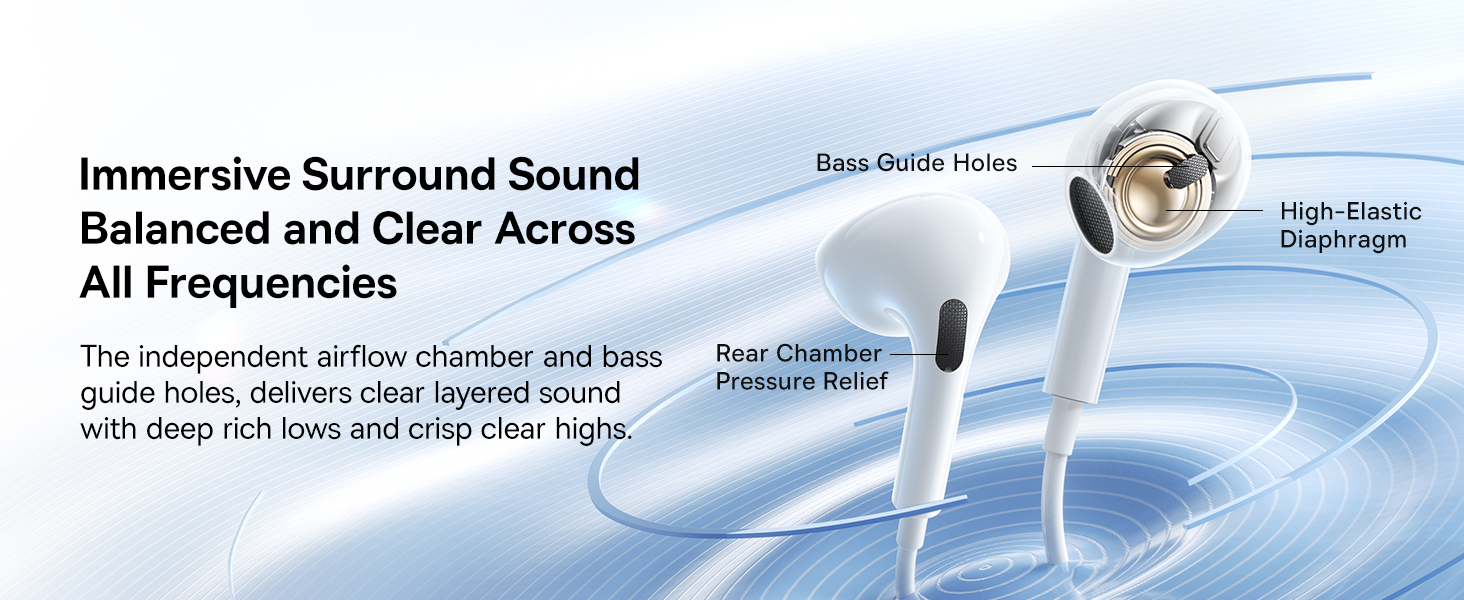 Baseus Encok Wired Earphones with 3.5mm Jack – Moon White