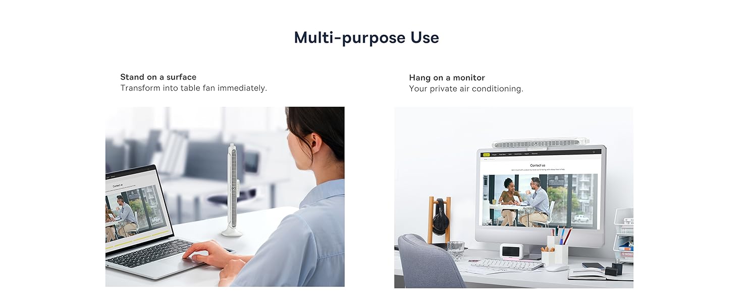 Baseus Desktop Fan, 2 in 1 Monitor Clip