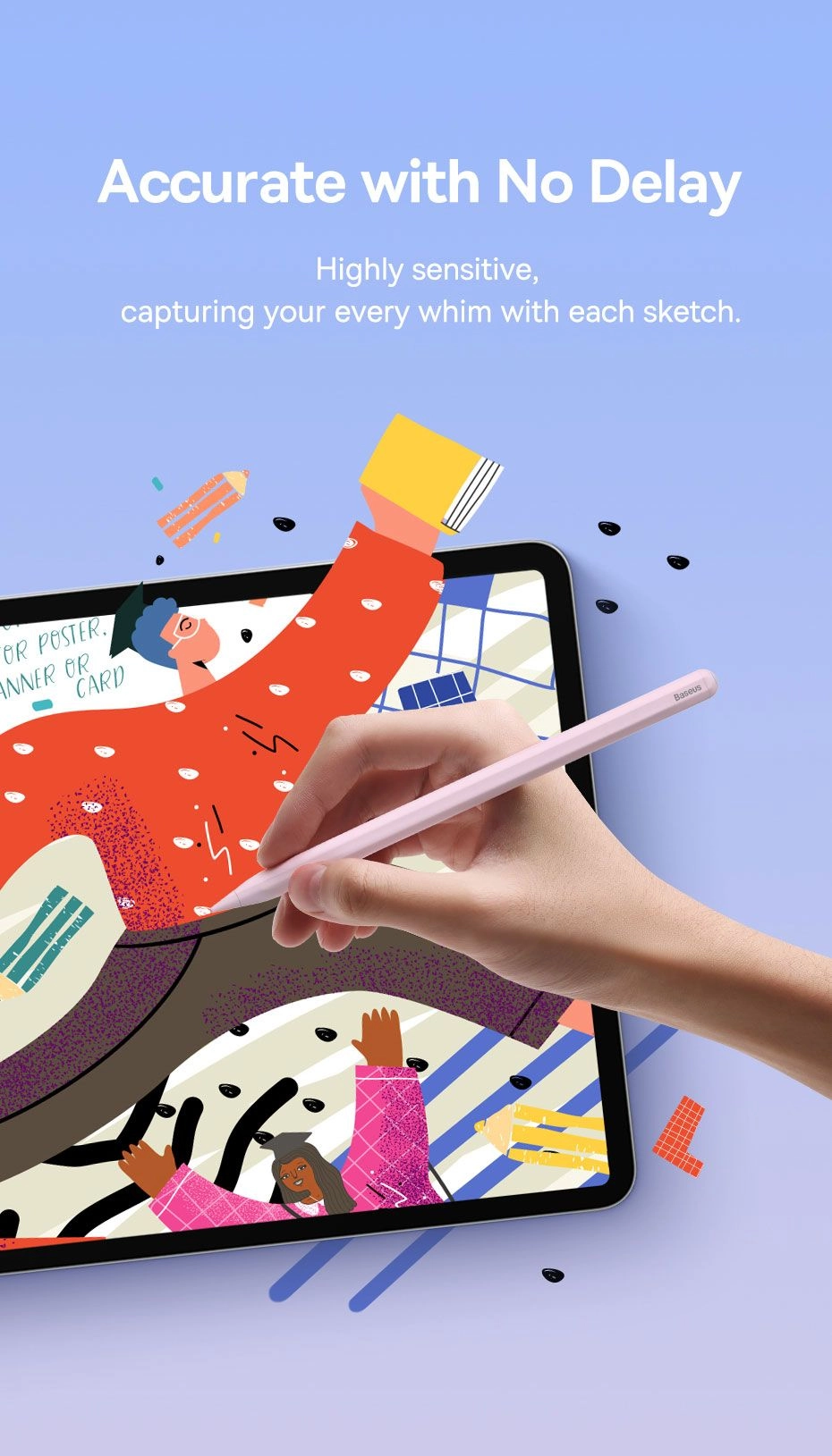 Baseus Smooth Writing 2 Series Wireless Charging Stylus Portable Touch Screen Capacitive Pencil with Nib (Active Wireless Version)