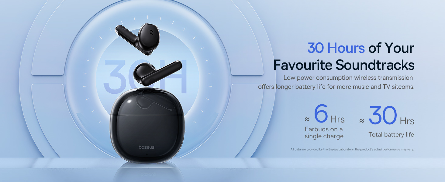 Baseus Bowie E13 TWS Earbuds with Bluetooth 5.3, Up to 30 Hours Playtime, 0.06s Low Latency, Fast Charge Wireless Earbuds and App Control Black