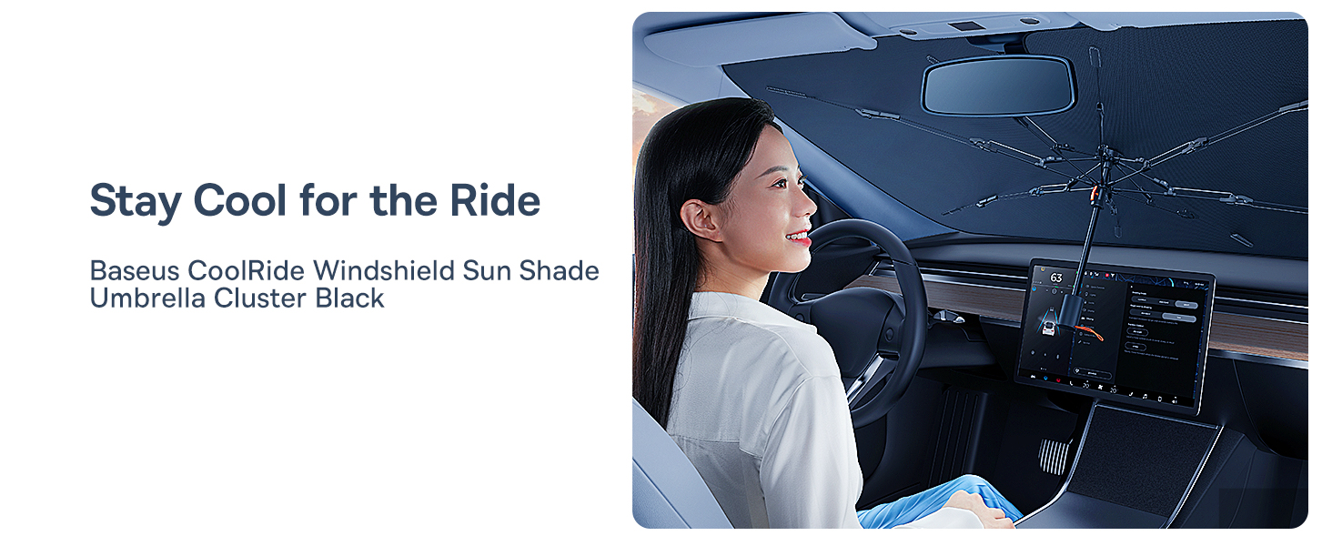 Baseus Car Sun Shade, for Car Front Windshield, Car Umbrella Sun Shade Cover, Foldable Anti