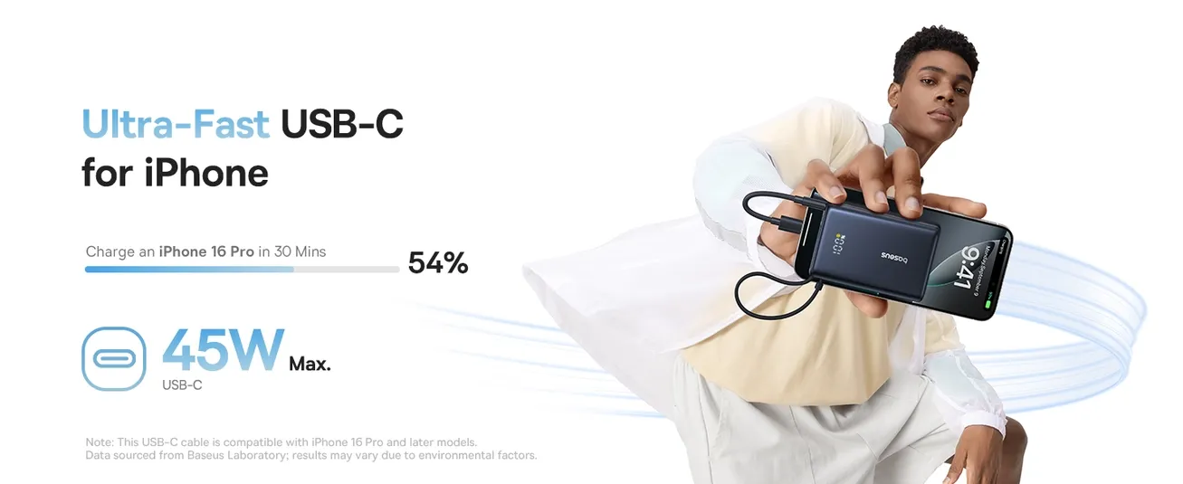 Baseus PicoGo 10000mAh Digital Display 45W Fast Charge Power Bank with Built