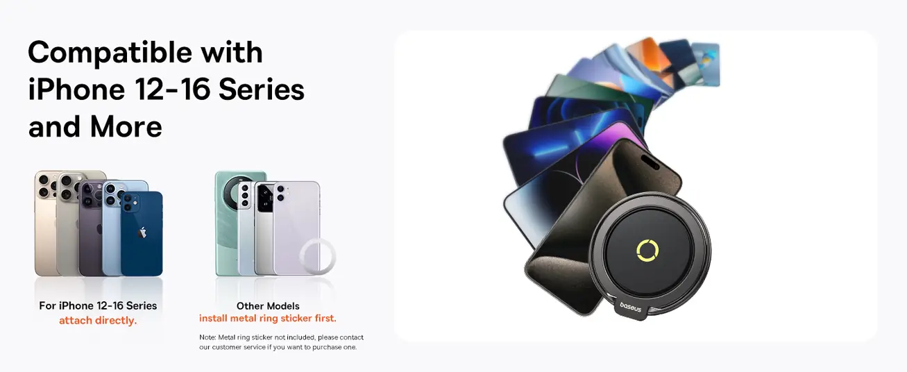 Baseus Magnetic Ring Holder for MagSafe – 360° Adjustable Phone Stand Grip