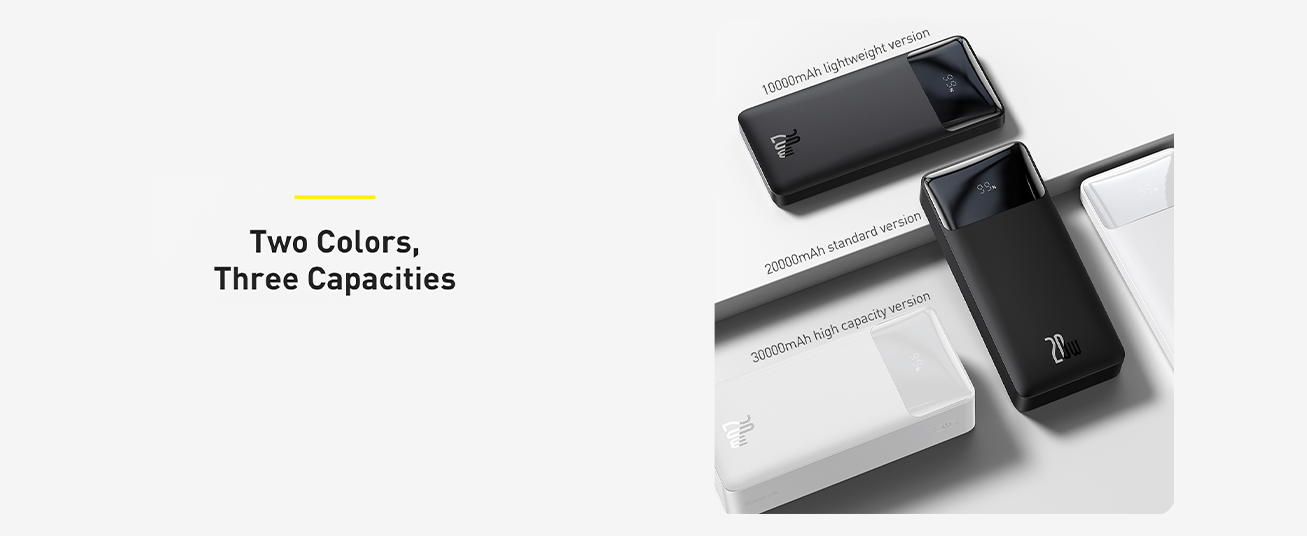 Baseus Bipow 10000mAh Digital Display Power Bank, 20W Fast Charging, 2x USB, Type
