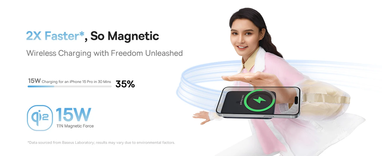 Baseus PicoGo Qi2 Magnetic Power Bank – 5000mAh, 15W Wireless Charging, 20W PD USB
