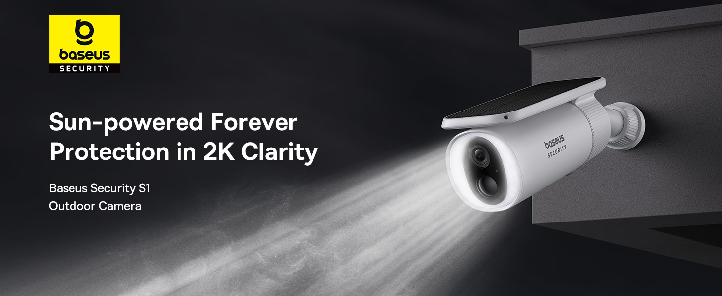 Baseus Security Camera Outdoor, B1 Wireless Solocam with 2K Clarity, 145° Wide View, 210