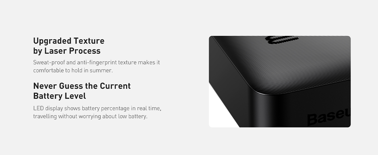 Baseus Bipow 10000mAh Digital Display Power Bank, 20W Fast Charging, 2x USB, Type