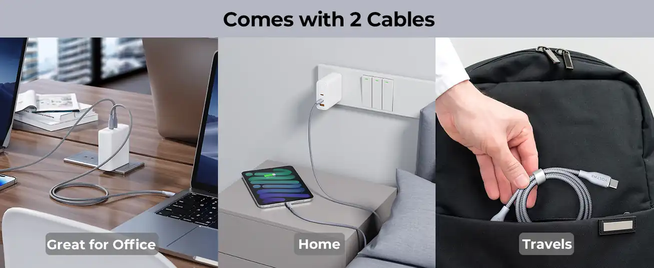 Voltme Powerlink Rugg Double Nylon Cable Type C to Type C 5A / 1M (100W) Emarker Gray