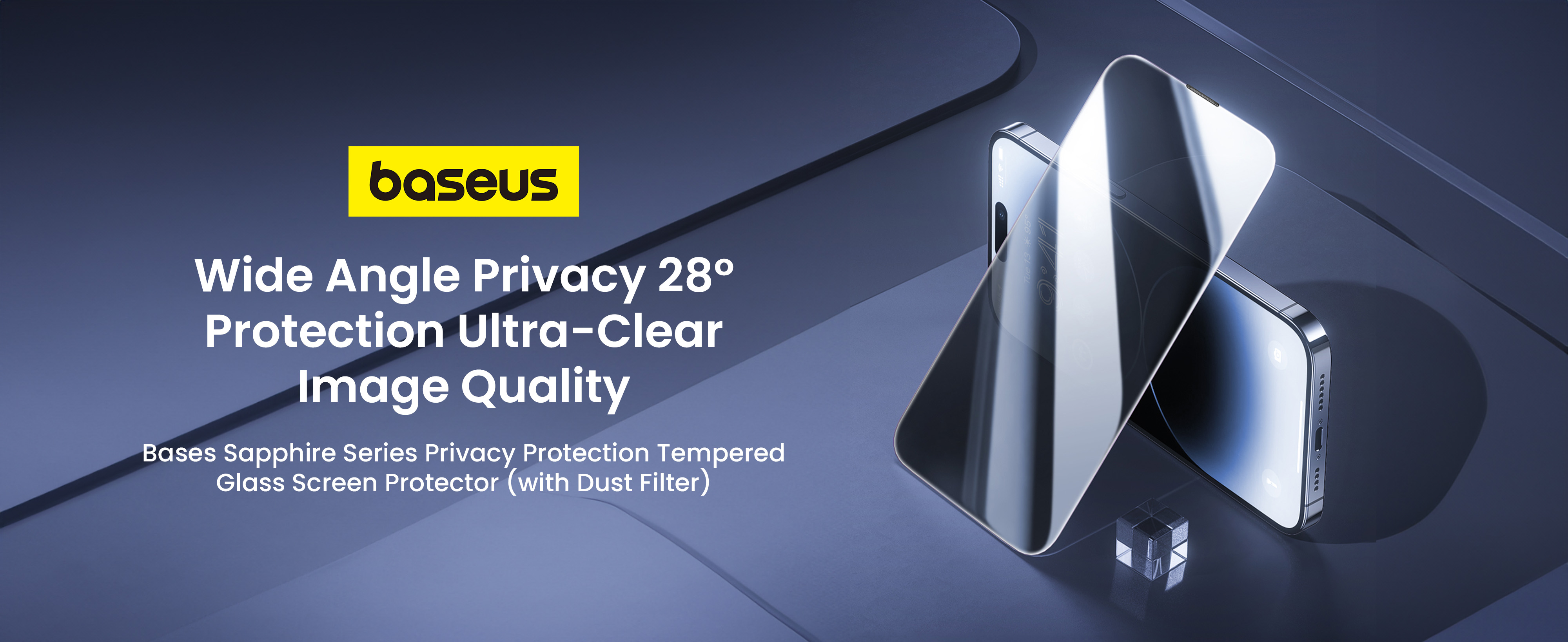 Baseus Sapphire Privacy Screen Protector for iPhone 15 Pro – 9H Glass, Anti