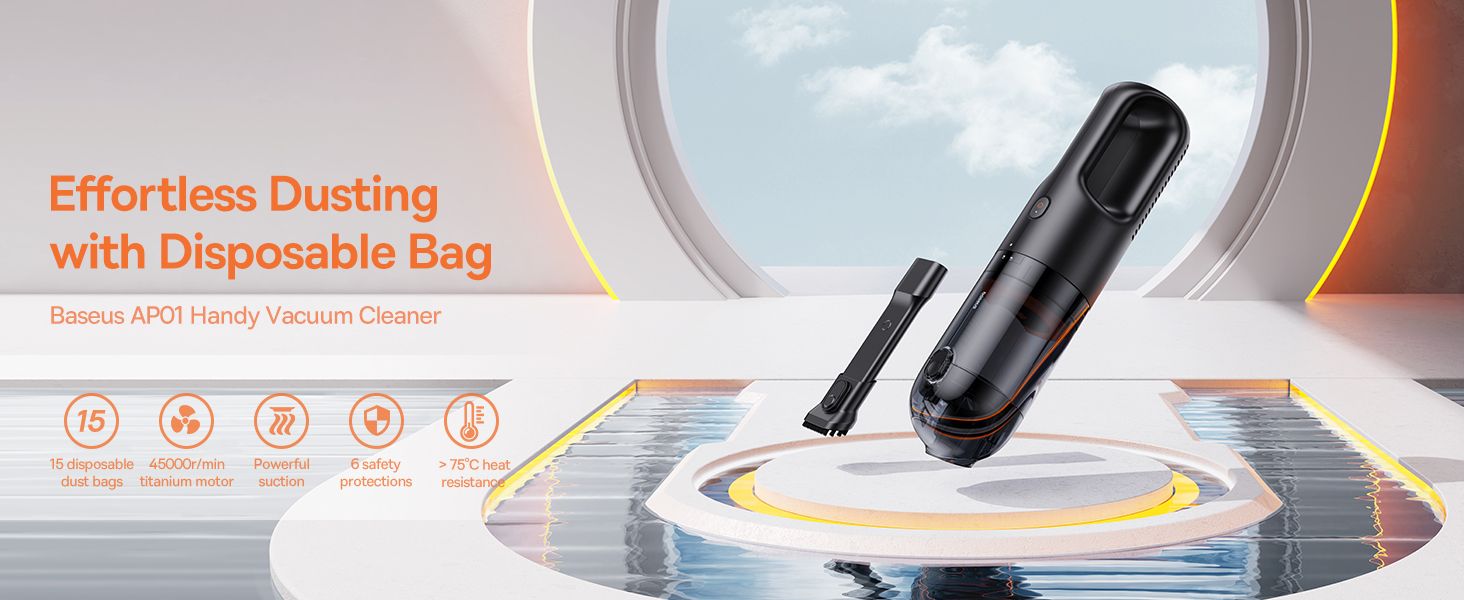 Baseus AP01 Wireless Handy Vacuum Cleaner with Disposable Dust Bags for Home &amp; Car